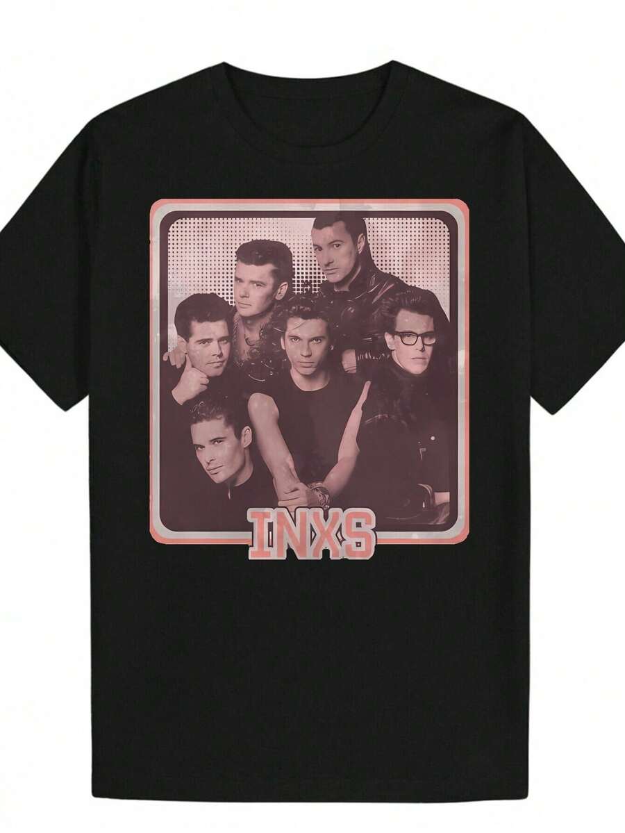 Men's Black Summer Short Sleeve T-Shirt With Vintage Graphic Print Of Funny Bands, Y2K Essential Collection, Inappropriate Anime, Horror, Dark Humor, Band Theme, Gift For Men - 黑色 - 查看 1