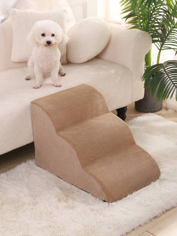 1 pezzo Scala per animali domestici beige con fondo antiscivolo, morbida, rimovibile e lavabile, adatta per cani anziani o feriti e animali domestici con dolori articolari