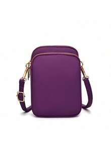 1个休闲时尚斜挎迷你包，带手机袋、竖款零钱包、运动钱包、耳机插孔、可调节肩带，适合女孩、旅行、返校、送礼。