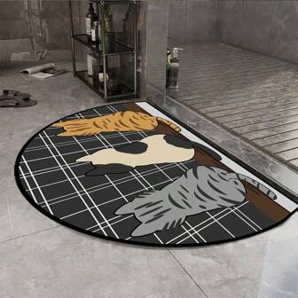 1pc Semicircular Diatomaceous Earth Anti-Slip Door Mat Absorbent Bathroom Floor Rug, Suitable For Entryway Bedroom Bathroom