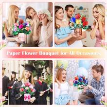 1pc 13-Inch Paper Flower Bouquet Greeting Card With Blank Note Card And Envelope, Ideal Gift For Celebrating Love, Birthday, Anniversary, Special Occasions, Valentine's Day,Back To School,School Supplies