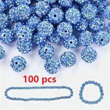 10/20/30/50/100 pièces Perle de strass plat en verre blanc de 10 mm, boule à facettes Disco, convient pour la fabrication de bijoux, bracelets DIY, colliers, boucles d'oreilles et travaux d'artisanat