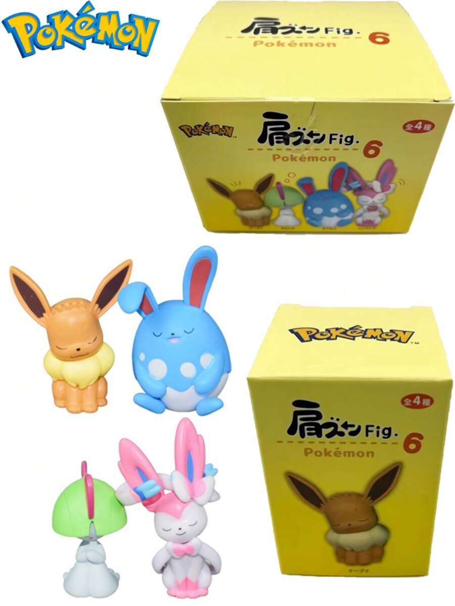 pokemon 1/4pcs Pokemon, Eevee Gardevoir Shoulder To Shoulder Doll Ornaments, Suitable For Placing On Desks, Dining Tables, Bedside Tables, Etc., Birthday Gift Toys, Pikachu, Handmade Sets, Are Ideal Gifts For Enthusiasts, Party Lovers And Collectors, Suitable For Birthday Party