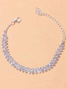 闪亮立方氧化锆链脚链，女士时尚银脚链，赤脚凉鞋脚饰，周年纪念礼物 - 彩色 - 查看 2