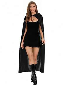 中性连帽斗篷服装，派对角色扮演斗篷，110 厘米、140 厘米、160 厘米，女式 Crow 成人化妆舞会配饰，连帽斗篷，黑色斗篷长袍，中性派对服装（黑色，单层）