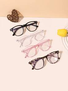 4 件套方形框架亚克力青少年眼镜（14-16 岁），休闲优雅风格，适合日常阅读、外出装、礼物