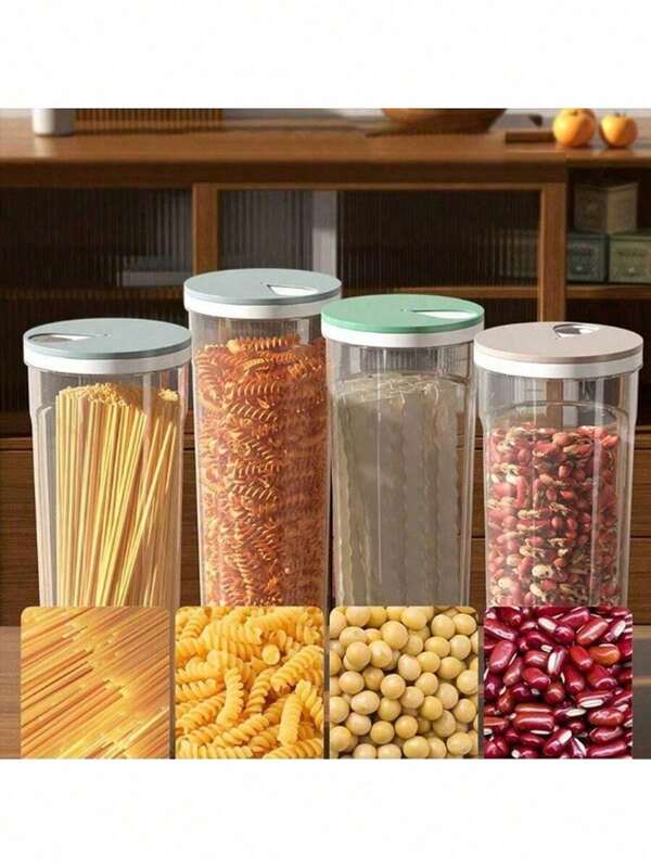 1pc Pasta & Grain Plastic Storage Box With Hanging Pasta Container, Airtight Canister For Kitchen Noodle Storage, Home Decor, Party & Christmas Storage