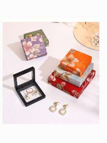 1Set Of 2 Floral Design Jewelry Boxes With Pull-Out Suspension Trays - Antioxidant PE Lined Storage For Earrings, Necklaces, Rings - 3D Laser Cut-Out Patterns, Premium Travel Gift Set For Home, Photography Props For Women Storage Organizer Travel Essentials Gift Back To School