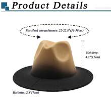 JEWELRYWE Two-Tone Fedora Hats For Men And Women, Gradient Classic Felt Panama Hat