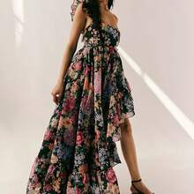 Personalized Print Fashion Dress, Highlighting The Charm Of The Style Of The Best Choice, Showing The Elegant And Coexist Wear, Light And Airy, To Create A Sense Of Spontaneous Beauty - 黑色 - 查看 3