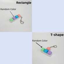 1pc Random Color & Chain Style Squeeze Stress Relief Fidget Cube Keyboard Key Pendant Toy