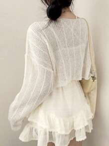 Women Drawstring Soft Knit Sweater, Korean Style