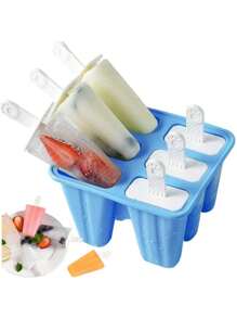 Moules à sucettes glacées, sorbetière, set de 6 moules à sucettes en silicone réutilisables, démoulage facile pour la fabrication de sucettes maison, desserts glacés faits maison