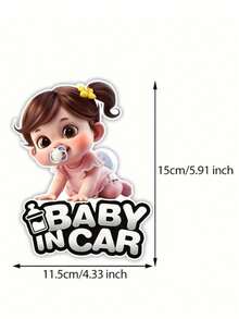 1pc Child Safety Warning Sticker, Suitable For Home & Vehicle - Smiling Baby & Cartoon Animal Pattern - Tear-Resistant PVC Material With UV Protection - "Caution: Child In Vehicle" Bumper Sticker, Applicable For All Weather Conditions (Spring/Summer/Autumn/Winter) - Multicolor - View 9