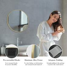 Round Wall Mirror – 20/24/30 Inch  Gold Finish For Bathroom Vanity, Bedroom, Entryway | Elegant Modern Decor Accent - 金色 - 查看 11