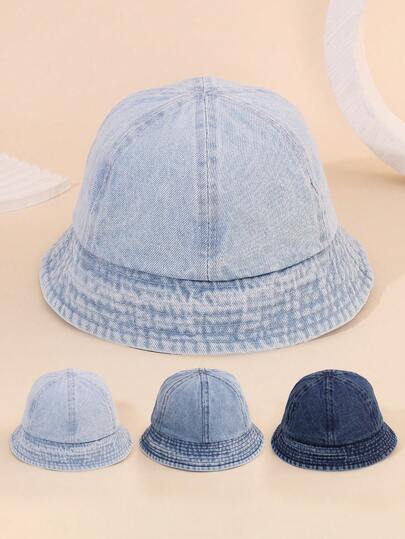 1顶复古纯色儿童渔夫帽，户外运动旅行防晒男女通用渔夫帽