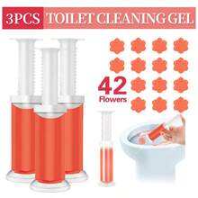 42 Count Fresh Flower Gel Stamp Toilet Cleaner, Air Freshener, Fresh Bathroom Toilet Cleaning Gel Stamp, Helps Keep Toilet Clean, Prevents Scale And Toilet Ring, 6 Fragrance Options, Includes 1 Dispenser And 4 Gels - Peach - 查看 3