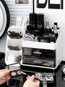 2-Drawer Makeup Organizer, Large Capacity Countertop Organizer For Vanity, Bathroom, Bedroom Desk, Storage For Skincare, Brushes, Eyeshadow, Lotions, Lipstick, Nail Polish,For Holiday Beach, Bathroom Collection, Bedroom Collection, Large Capacity