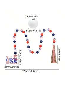 1 件 7 月 4 日餐巾环爱国木珠餐巾架环带绳流苏农舍木珠花环壁挂装饰独立日波西米亚风家居装饰骄傲月装饰