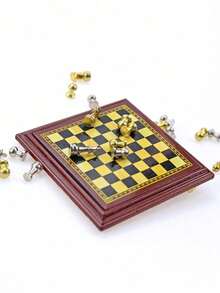 1 Set Doll House Mini International Chess Set With Metal Pieces, Non-Magnetic, Suitable For 1:6 1:12 Scale Miniature Dollhouse Living Room/Study Decor (Assorted) - Multicolor - View 7