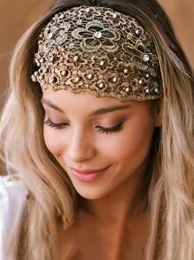 1pc/4pcs Floral Beaded Headband, Wide Design Headband, Fashion Accessories, Casual Headpiece, Suitable For Various Occasions, Christmas, Thanksgiving, New Year Gifts Back To School