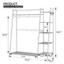 Magshion Bamboo 5 Tiers Modern Trapezoid Coat Rack Closet Organizer Wardrobe Brown For Bedroom - 肉凍 - 查看 9