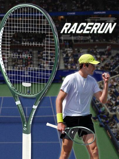 SALYWEE Hot Selling | Carbon Fiber Tennis Racket For Adults | RACERUN | 50-60lbs 300±10g (Threading) | Enhanced Sweet Spot For Extra Forgiveness | High-Grade Dark Green Paddle | Sleek Design | Frosted Feel | Durable Construction | Professional Training Balanced Tennis Racket