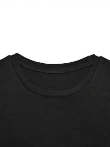 Bộ đồ thể thao mùa hè dành cho nữ, gồm áo ngắn tay kẻ sọc và quần ống rộng có túi bên hông, thích hợp mặc ở nhà hoặc dạo phố. Màu đen. - màu đen - Xem 5