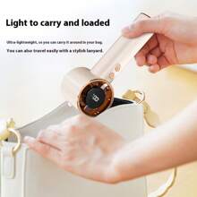 Portable Handheld Fan, Adjustable Mini Fan, USB Charging Cable Included, Digital Display Small Hair Dryer For Home Office Outdoor,Please Charge With The Included Original Cable