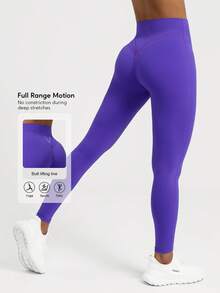 Sodalemon Women's Seamless Yoga Pants Exercise Fitness Push Up Leggings - 紫色 - 查看 2