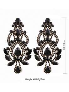 ACEHLN 一对手工铜合金爪链水钻装饰奢华婚礼耳环，北美风格 - Style 1 - 查看 9