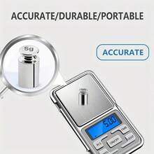 1pc Portable Electronic Jewelry Scale, Digital Carat Scale, Clear LCD Display, With Tare, On/Off And Backlight Buttons, Transparent Housing, Stainless Steel Pan, 200g/0.01g Precision, Suitable For Home, Office And Travel Use, 2 AAA Batteries Required (Not Included) - 彩色 - 查看 3