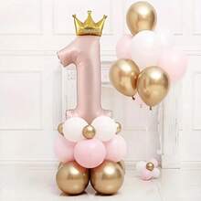 23 件粉色 1 岁生日气球套装 数字 1 至 9 气球生日派对装饰婴儿派对装饰 - 粉色 - 查看 12