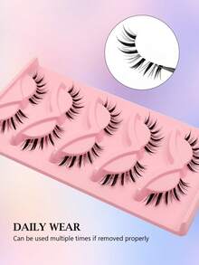 Asiteo 5 Pairs Cat/Fox Eye False Eyelashes - Anime/Doll Style 3D Clear Band Lashes, Reusable Natural Look Lashes, Beginner-Friendly Eyelashes For Cosplay & Daily Wear - Fox Eye Lashes - View 5