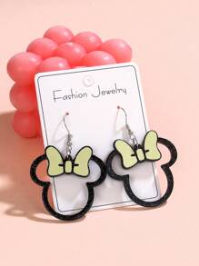 Disney 1 Pair Disney Mickey Mouse Bow Creative Acrylic Combination Cute Sweet Earrings, European & American Minimalist Style, Suitable For Women Daily Wear