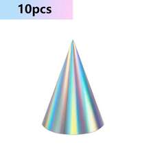 10pcs Pure Colourful Birthday Party Party Paper Hat New Year Birthday Atmosphere Dress Up Pointy Hat Birthday Party Hat - Multicolor - View 13