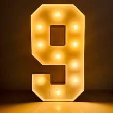 1pc 73cm/28.7in Illuminated Marquee Number Frame, White Light, KT Board, Numbers 0-9, Plug-In, Party Decor Light, Birthday Party, Anniversary Decoration - Warm Light - Yellow - View 4