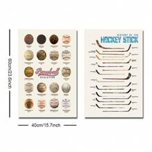 1/2 pièces Affiche murale de sport baseball et bâton de hockey sans cadre, impression sur canevas, décoration minimaliste pour chambre de garçon, salle de jeux, appartement, salon, chambre à coucher, décoration moderne pour la maison