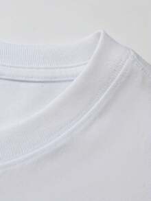 Fashion new men's breathable short-sleeve T-shirt for summer, high-quality round neck  printed sports top' + White T-shirt with black and red logo. Suitable for both sports and everyday casual wear. - Blanco - Ver 5