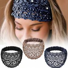 1pc/4pcs Floral Beaded Headband, Wide Design Headband, Fashion Accessories, Casual Headpiece, Suitable For Various Occasions, Christmas, Thanksgiving, New Year Gifts Back To School