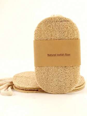3 stuks natuurlijke Luffa spons bodyscrubber - ovaal met ophanglus, geschikt voor douche, bad en het schoonmaken van keuken/badkamer, hoge kwaliteit