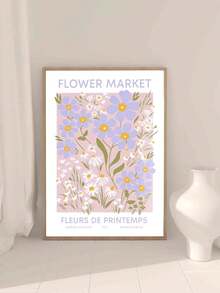 1 Pieza Póster de arte floral, Impresión en lienzo, Decoración de habitación estética, Decoración de habitación en estilo pastel, Patrones florales abstractos, Lindas decoraciones de florería, Decoración de pared de arte, Decoración de pared para dormitorio, sala de estar, oficina, baño, Sin marco