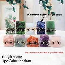1PC Natural Crystal Gemstone Pets DIY Handmade Crystal Carving Hedgehog Fengshui Sculpture For Pet Memorial Ornament Home Garden Christmas Gift - Glasses Doll - View 15