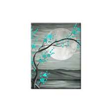 1/3pcs Wall Art Posters/Modern Style Gray & Teal Floral Canvas Prints With Frame, Magnolia Tree Oil Painting Prints On Canvas Gallery Wrapped Full Moon Flower Pictures Living Room Traditional Painting Gifts Decor, Framed/Unframed ,Wall Art With Frame - Multicolor - View 18