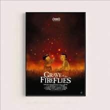 1 pieza Pintura en lienzo de póster de película de anime "Tumba de Luciérnagas", decoración moderna para pared de sala de estar o dormitorio, regalo opcional con marco
