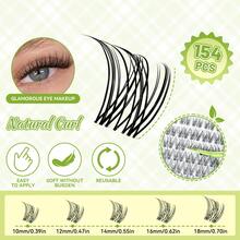 Eyelash Kit 154Pcs Individual Eyelash Kit 10-18mm With Eyelash Bond And Seal Eyelash Remover Eyelash Tweezers, Easy For Beginners Lash Clusters - Black - View 4