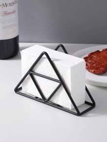 1pc Stylish Modern Metal Napkin Holder For Bathroom And Kitchen - Table Accessory For Tissue Organization - Multicolor - View 12