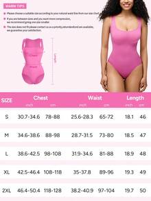 Nebility Bodysuit For Women Seamless Tummy Control Shapewear Sleeveless Square Neck Tank Tops Slimming Body Shaper Butt Lifter - 玫紅色 - 查看 5