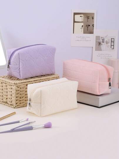 1/2 件基本化妆包旅行化妆品口红文具收纳包女士化妆手提包收纳袋铅笔袋，便携耐用，适合旅行和日常使用，是送给妈妈和妻子的完美礼物