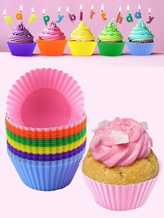 2/6/12/24pcs Reusable Silicone Cupcake Liners, Muffin Cups, Baking Molds, Baking Tools, Kitchen Gadgets, Kitchen Accessories, Household Kitchenware